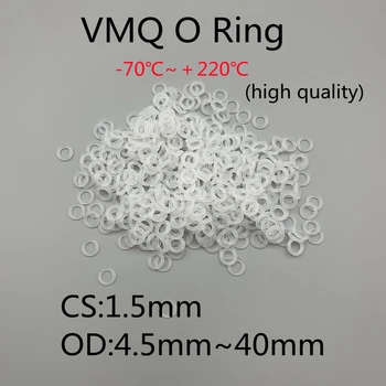 10/50pcs VMQ O-Gyűrű tömítés Tömítés CS 1,5 mm OD4.5-40 mm-es Szigetelt Gumi Vízálló Mosó hőálló Élelmiszeripari Szilikon O-Gyűrű