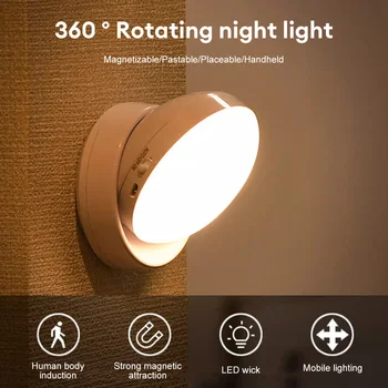 PIR Mozgásérzékelő LED-es Éjszakai Fény, Emberi Jelenlét Érzékelő Fali Lámpák USB Újratölthető, Vezeték nélküli Szekrény Éjjeli Lámpa Kabinet Fény