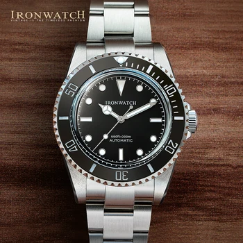 Ironwatch Watch Sub 14060 Automata Mechanikus Karóra 40mm Fekete Víz Szellem Vintage Búvár Zafír Kristály Nézni 8004-3