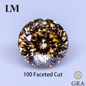 Moissanite Kő Elsődleges Szín Pezsgő Kerek 100 Csiszolt Vágott Labor Felnőtt Gyémánt Gombok a Nő Ékszerek, GRA Jelentés