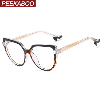 Peekaboo fekete leopárd vintage szemüveg anti kék fény tiszta lencse TR90 macska szem, szemüveg keret, a nők CP-acetát magas minőség