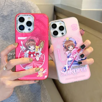 Anime Card Captor SAKURA Mágikus Lány Fedezni iPhone 15 14 13 12 11 Pro Max Szép Csere Lányok Telefon Esetében Érdekesség