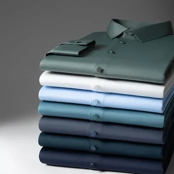 2023 új férfi high-end üzleti alkalmi ing magas-elasztikus kötött nylon zökkenőmentes ragasztva sokoldalú ránctalanító férfi ing