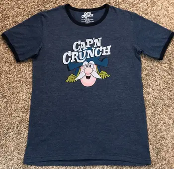 Cap' N Crunch Hivatalos Arca Álló Férfi Kék Ringer Póló-M Méretben