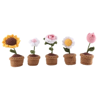5 Db Diy Mini Cserepes Virág Kész Termék, Lakberendezési, Késztermék (Színes)