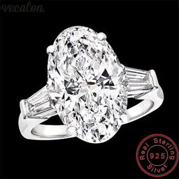 Vecalon Kijelentés, Ígéret Gyűrű 925 sterling ezüst színű Nagy Ovális 8ct AAAAA Cz Eljegyzés Esküvői zenekar gyűrűk a nők, Menyasszonyi Ékszerek