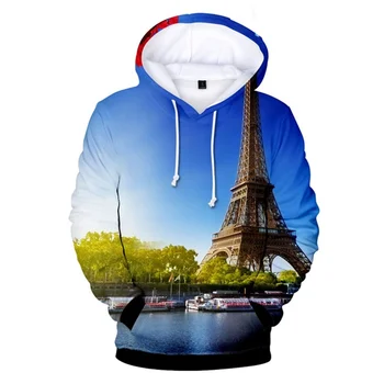 Franciaország, Párizs-Eiffel-Torony kapucnis felső Férfi 3D Nyomtatás Divat Alkalmi Melegítőfelső Alkalmi Hosszú Ujjú Gyermek Pulóver Maximum Kabát
