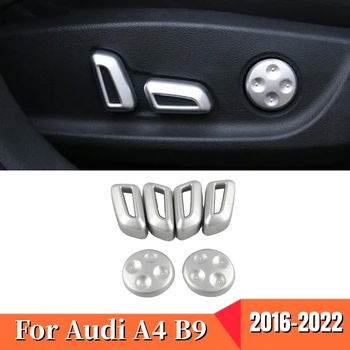 Autó Ülés Beállító Gombok Berendezés Fedelét Alkalmas Audi A4 B9 2016 2017 ABS Matt Ezüst Ülés Dekorációs Matrica Stílus Tartozékok