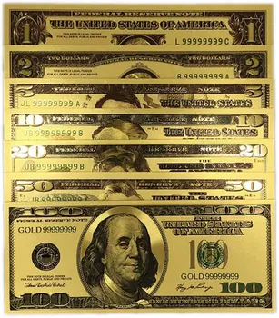 7db/Sok Aranyozott amerikai Dollár Hamis papírpénz-Bankjegyek Kézművesség Gyűjtemény lakberendezés
