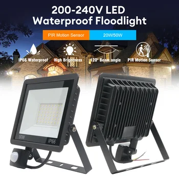 LED-PIR Mozgásérzékelő Floodlight 20W 50W Emberi Jelenlét-Érzékelő Lámpa IP66 Vízálló Kültéri Fali Lámpa LED fényszóró Kerti