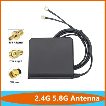 Kettős Kábel 2.4 G 5.8 G Dual-band Nagy Nyereség 15dbi Omni WiFi Router Antenna Beltéri Kültéri Távolsági Erősítő Antenna SMA TS9