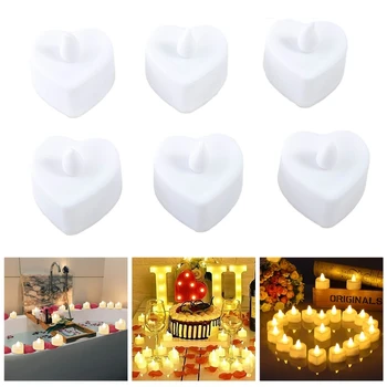 6db Szív LED Tealight Gyertyák elemes Szerelem Elektromos Tea Fények Valentin-Nap Esküvő Asztal Dekoráció
