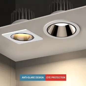 Süllyesztett Anti-vakító fény COB LED Beépíthető 15W 20W Szabályozható 85-265V Mennyezeti Lámpa Spot Lámpa 7W 10W Haza Nappali, Hálószoba Világítás