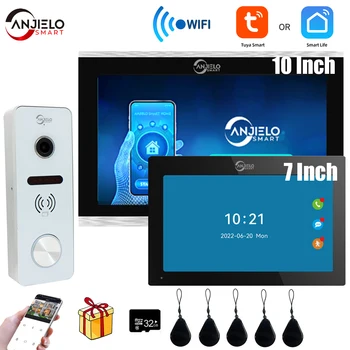 Tuya 7/10 es Videó Wifi Kaputelefon Tuya Smart Home video csengő Rendszer 1080P 160°Vezetékes IC-kártya feloldása Teljes Érintőképernyős Monitor