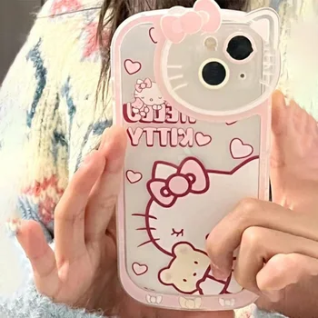 Aranyos Sanrio Hello Kitty IPhone14promax Esetben Aranyos Anime Anti Csepp 12 13 IPhone 11 XR Rajzfilm Tartozékok Telefon Esetekben Lány Ajándékok