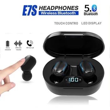 Eredeti E7S TWS Vezeték nélküli Bluetooth Fülhallgató Mikrofon, LED Kijelző Fülhallgató iPhone Xiaomi TWS Fülhallgató Bluetooth Fejhallgató