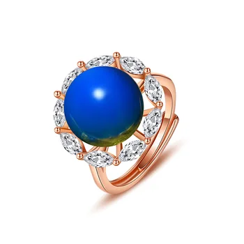 Kék Borostyán Virág Gyűrű Kiegészítők, Ékszerek, Amulettek 925 Ezüst Drágakövek Lanpo Luxus Cirkon Természetes Faragott Állítható Gyűrű
