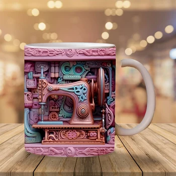 Új 3D-s Varrás Festett Bögre, Kreatív, 3D-s Térben Bögre Karácsonyi Ajándék lakberendezés Bögre Kávét Szoba Dekoráció, Valamint Kijelző
