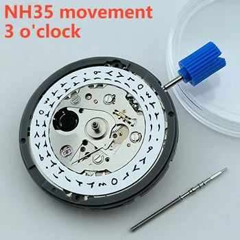NH35 mozgalom arab írás automatikus mechanikus mozgás, 3 óra, dátum ablak watch mozgalom óra tartozékok