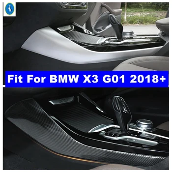 Belső Standokon Központi sebességváltási Doboz Panel Fedél Berendezés Alkalmas BMW X3 G01 2018 - 2023 Fekete / Szénszálas Autó Belső Tartozék