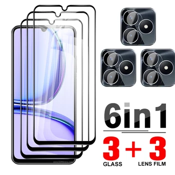 6in1 Teljes Borító Védő Üveg Esetében Realme C53 4G Kamera Védő Realmi birodalom c 53 53c realmec53 6.74 hüvelyk Edzett Film
