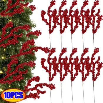 1-10DB Mesterséges Karácsonyi Bogyó, Piros Hab Bogyók Multi Típus Ágak DIY Karácsonyi Koszorú Ellátási karácsonyfa Díszek