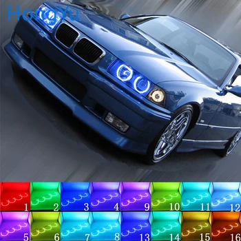 Legújabb Fényszóró színes RGB LED Angel eyes Halo Gyűrű Szem DRL RF Távirányító BMW 3-as Sorozat E36 1990-2000 Tartozékok
