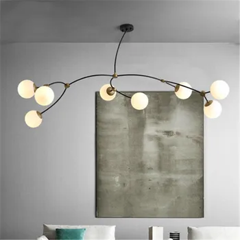 A Modern LED Skandináv design art medál fény lámpa hálószoba csillár fém étkező faág hanginglamp lámpatest