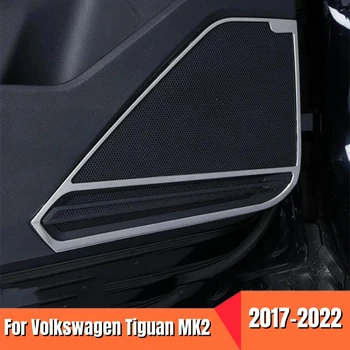 A Volkswagen VW Tiguan MK2 2017-2022 Ajtót Sztereó Audio Hang Hangszóró Dekorációs Fedél Rozsdamentes Keret Matricák Tartozékok