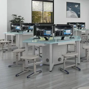 Az egyszerűség Iskola Multi funkcionális Osztályteremben Hatszögletű Diák Számítógép Asztal Acél valamint a Fa Képzés Táblázat Kábel Vályú