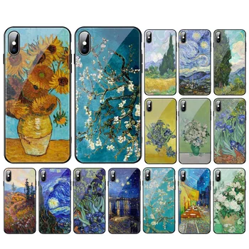 Vincent van Gogh Virág Festmény Üveg telefon tok Samsung Galaxy S22 S23 S20 S21 Ultra S20 S21 S22 S20FE A52 A33 A32 A13