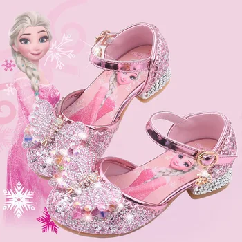 A Disney Új Elsa Cipő Lányoknak Rajzfilm Bőr Gyermekek Magas Sarkú Cipő Fagyasztott Hercegnő Gyerek Cipő, Szandál Ruha Hókirálynő