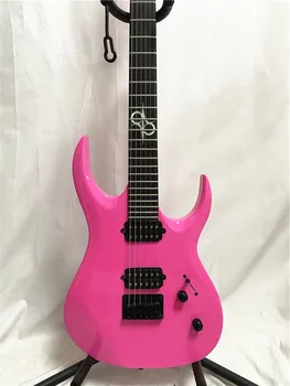 Kiváló minőségű, Rózsaszín, 6 húros elektromos gitár, Fekete tartozékok Rögzített híd Ingyenes szállítási Rózsafa fingerboard