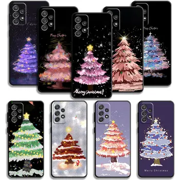 Boldog Karácsonyt Rózsaszín Olajfestmény Fa Tok Samsung Galaxy A52 A12 V34 A54 A73 A53 A71 A51-Es A33 A31 A22 A21s A32 A13 A23 A72