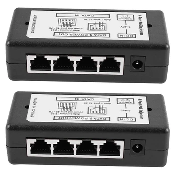 2X 4 Port Poe Injektor Poe Adapter Ethernet Tápegység Pin-4,5(+)/7,8(-)Bemeneti Dc12v-Dc48v Ip Kamera