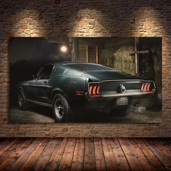 A Modern Wall Art Kép, Vászon Festmények 1968-As Mustang GT Ferdehátú Klasszikus Autó, Poszterek, Nyomatok, Nappali Dekor keret nélküli