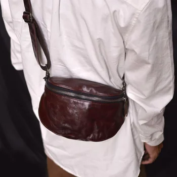AETOO Új, eredeti trend férfi bőr mellkasi táska-án marhabőr egyszerű válltáska ingázás könnyű kors táska
