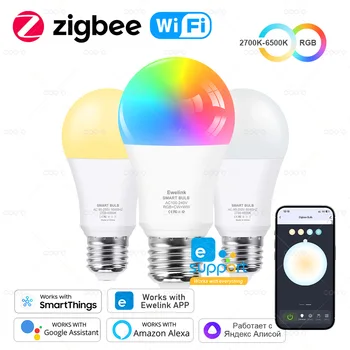 Ewelink E26 E27 Zigbee LED Izzók Wifi Smart LED Lámpa, RGB+CW+WW 15W 18W LED Izzó Működik, Alexa, a Google Smartthings Yandex