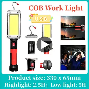 USB Újratölthető COB Munka Light Hordozható LED Zseblámpa 18650 Állítható, Vízálló Mágnes Kampó Klip Kemping Lámpás