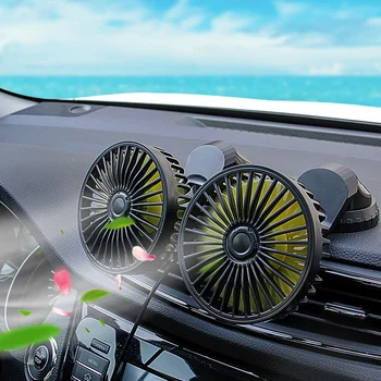 Autó Teherautó Egyetemes Ventilátor Állítható Szög kétfejes USB Powered 3-Sebesség Állítható Műszerfal Hűtési Levegő Ventilátor
